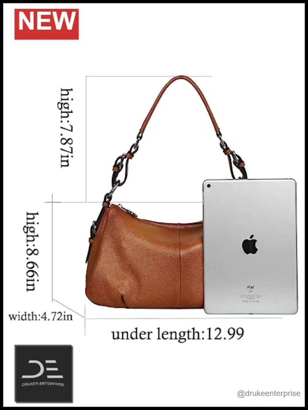 Genuine Leather Hobo Shoulder Bag Crossbody Tote with Adjustable Strap